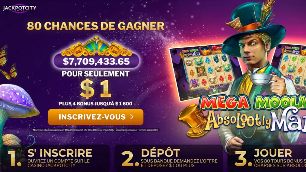 Jackpot City $1 FR Deposit