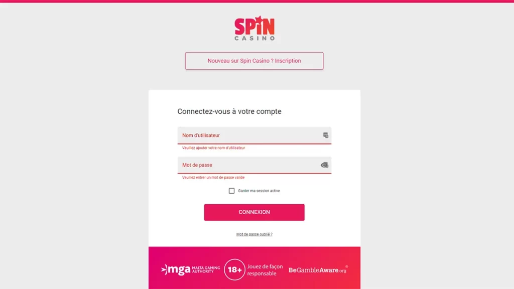 Spin Casino Login